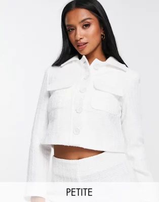 New Look Petite boucle cropped blazer in white | ASOS (Global)