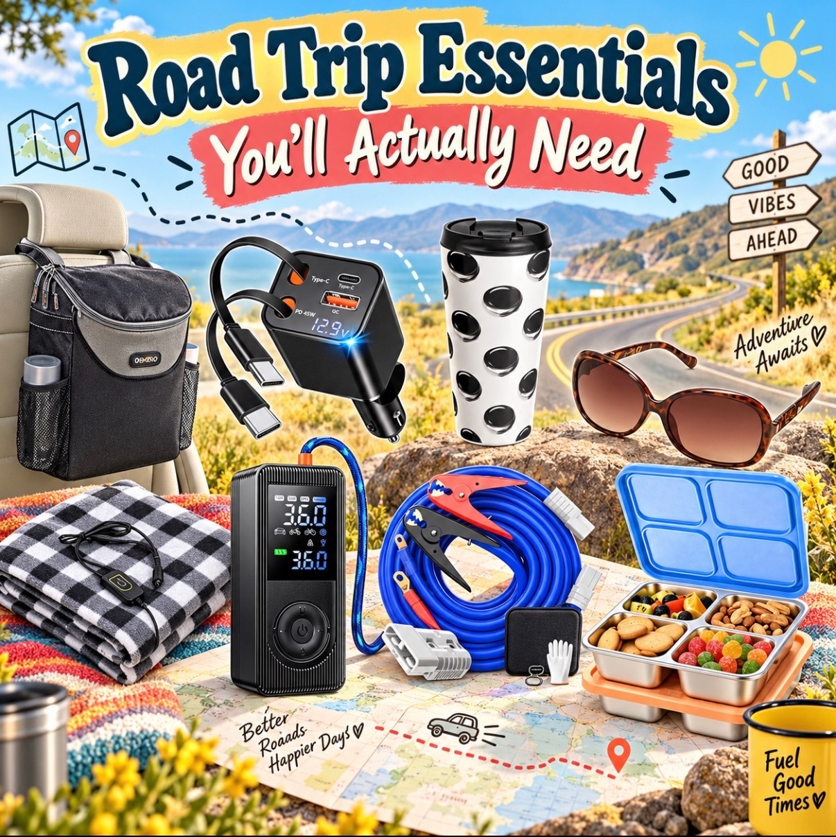 The open road is calling! 🚗✨ From keeping your snacks organized and your coffee hot to staying charged, cozy, and prepared for the unexpected—these are the road trip essentials you’ll actually be glad you packed. Save this list before your next adventure!

#RoadTripEssentials #TravelFinds #RoadTripReady #TravelMustHaves #ElkinsTravelCo

#LTKTravel #LTKSeasonal #LTKOver40
