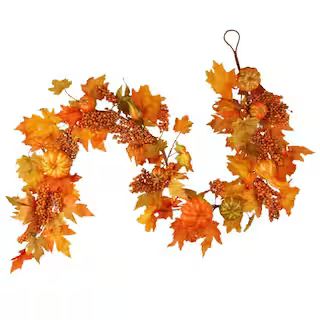 National Tree Company Harvest Accessories 70 in. Garland with Maples and Pumpkins RAHV-G060202A -... | The Home Depot