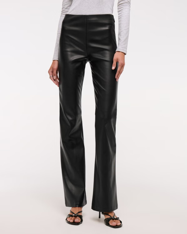 Women's High Rise Slim Boot Vegan Leather Pant | Women's Party Collection | Abercrombie.com | Abercrombie & Fitch (US)