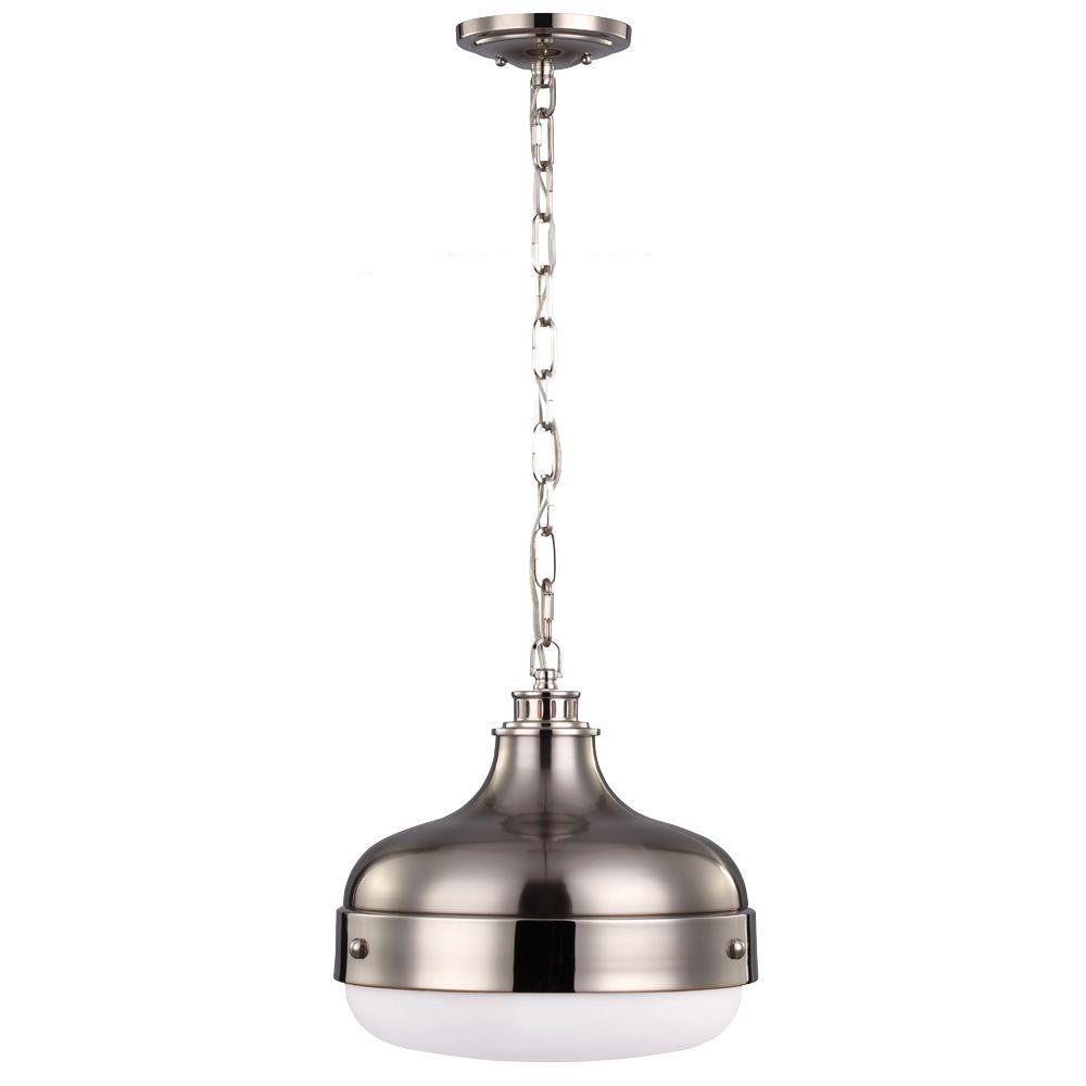 Feiss Cadence 2-Light Polished Nickel/Brushed Steel Pendant-P1283PN/BS - The Home Depot | The Home Depot