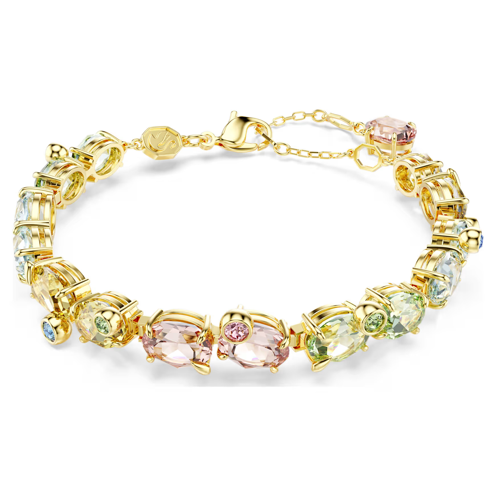 Gema bracelet, Mixed cuts, Multicolored, Gold-tone plated by SWAROVSKI | SWAROVSKI
