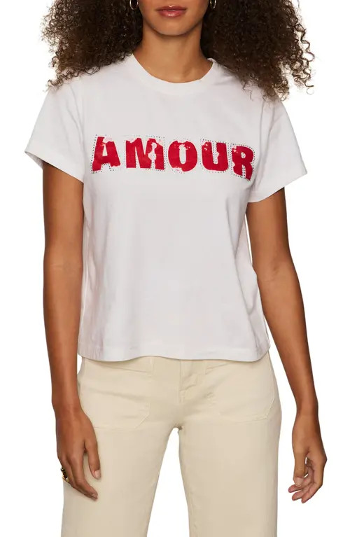 Sanctuary Organic Cotton T-Shirt in White/Cherry Lacquer at Nordstrom, Size Large | Nordstrom