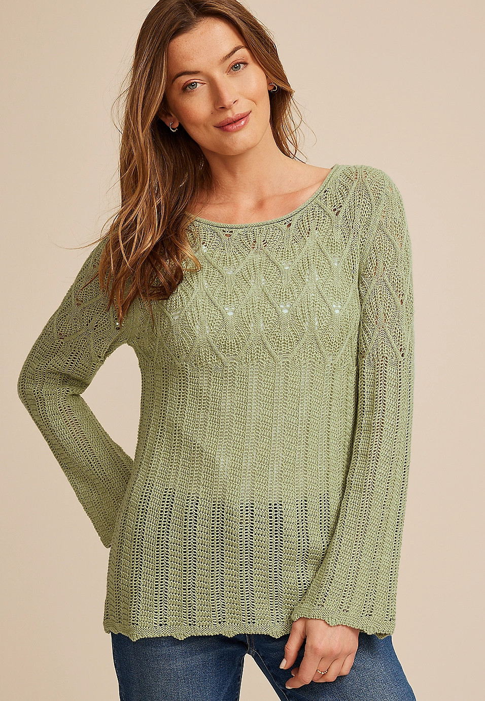 Pointelle Crew Neck Sweater | Maurices
