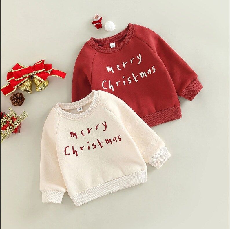 Kids Christmas Sweatshirt, Merry Christmas Toddler Sweatshirt, Baby Christmas Top, Merry And Brig... | Etsy (US)