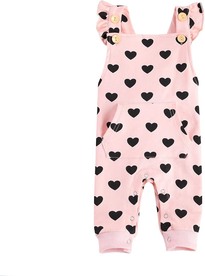 Qpap Newborn Baby Girl Button Romper Jumpsuit Infant Summer Outfit Ruffle Sleeveless Hearts Patte... | Amazon (US)