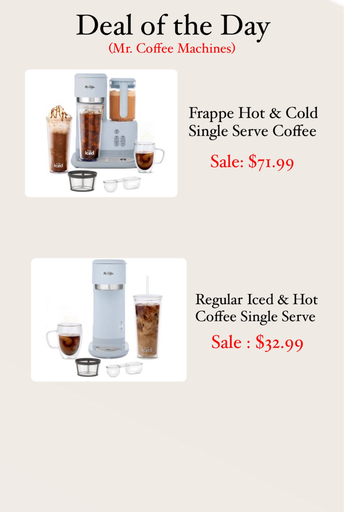 Deal of the Day : Coffee Machines 
 Mr. Coffee Machines on SALE ONLY TODAY!! 

#coffee #iced #hot #frappe #sale #target 

#LTKsalealert #LTKhome #LTKFind