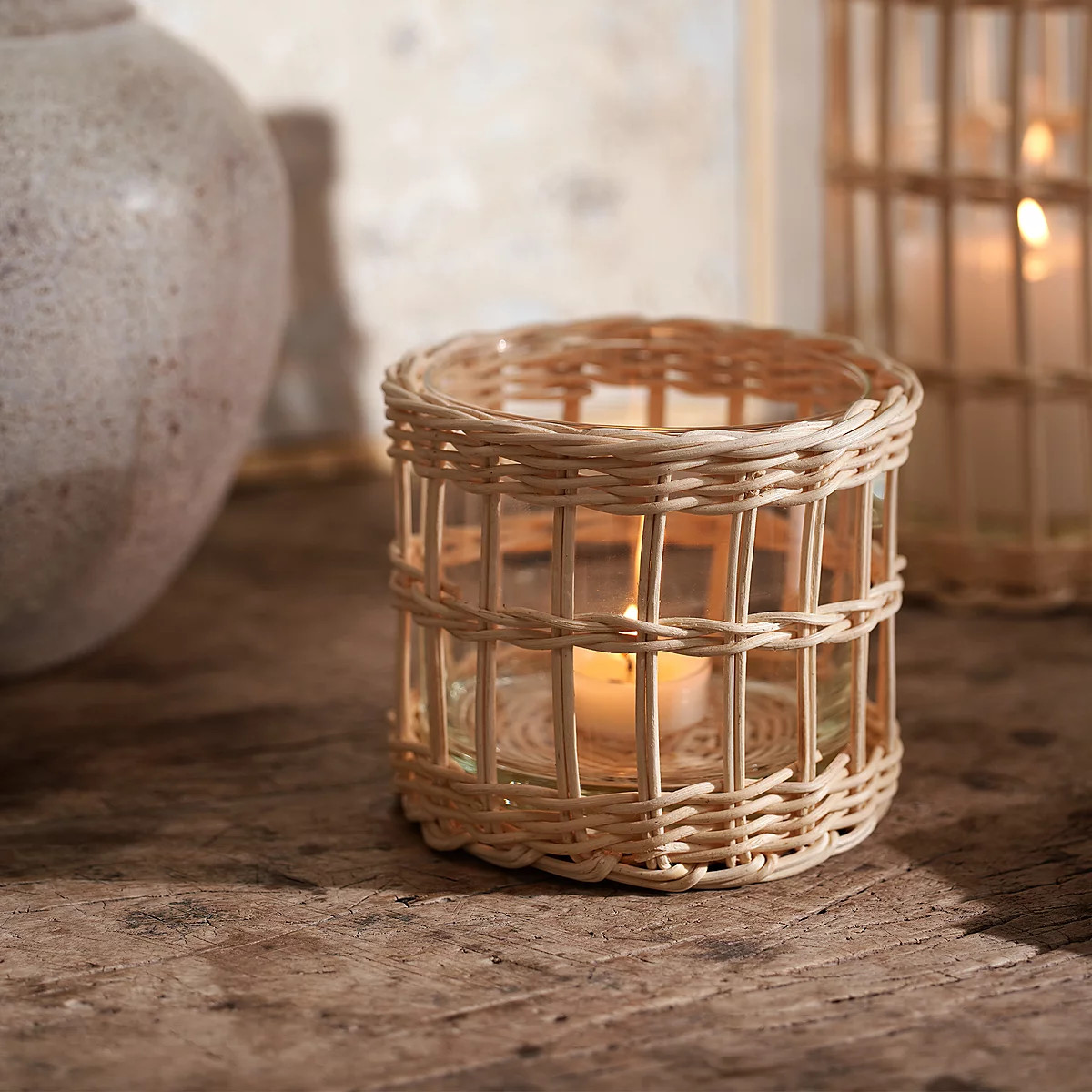 Ruskin Rattan Tealight Holder | The White Company (UK)