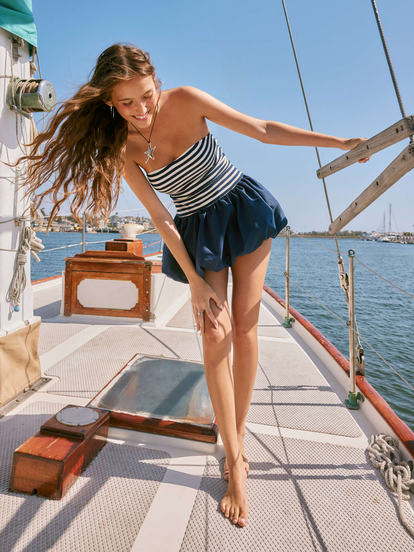 Tube Striped Bubble Hem Mini Dress | Cider