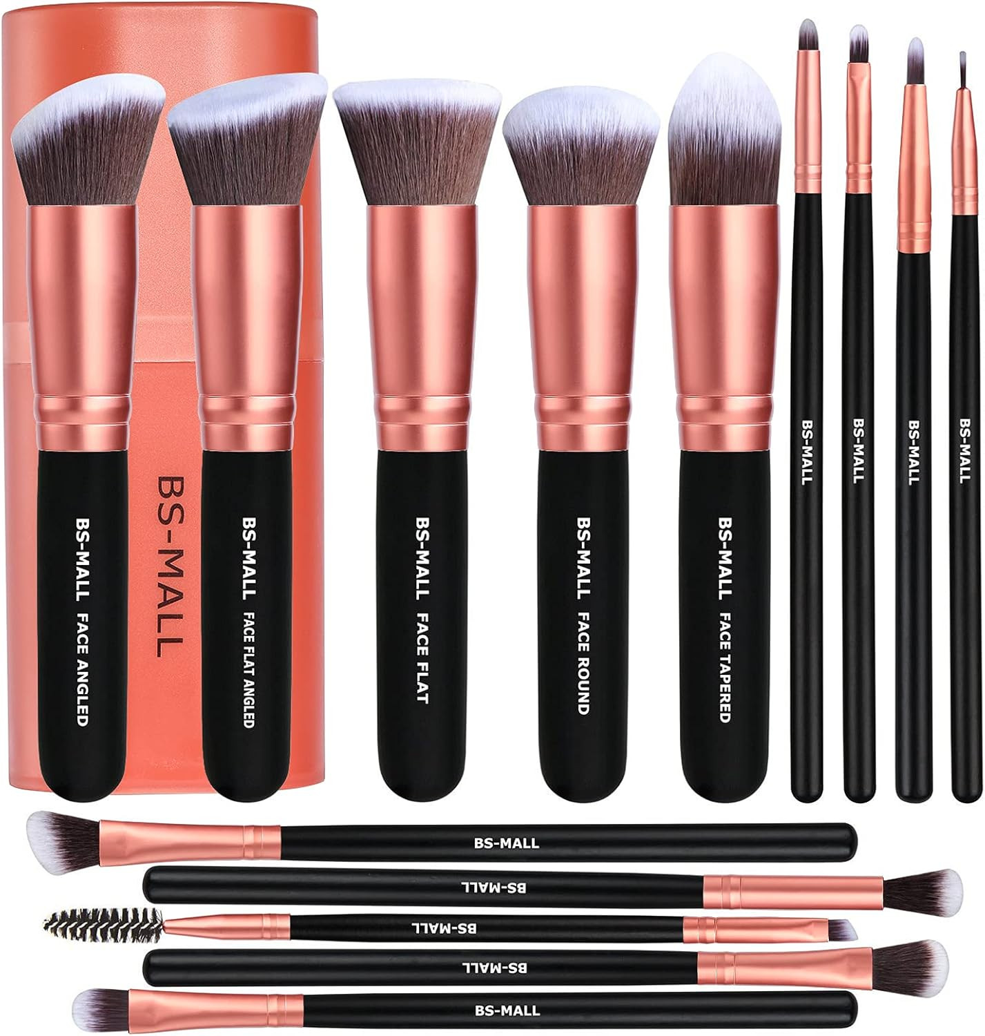 BS-MALL Makeup Brushes Premium Synthetic Foundation Powder Concealers Eye Shadows Makeup 14 Pcs Brus | Amazon (US)