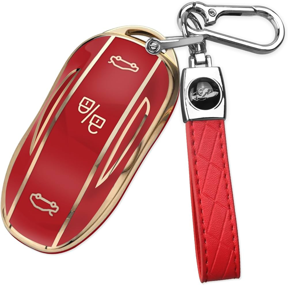 QBUC for Tesla Key Fob Cover with Keychain Car Key Case Compatible with Tesla Model X Smart Remot... | Amazon (US)