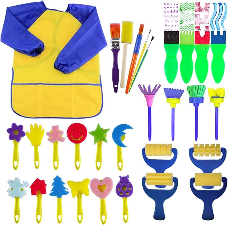 Paint Sponges for Kids,29 pcs of Fun Paint Brushes for Toddlers.Coming with Sponge Brush, Flower ... | Amazon (US)