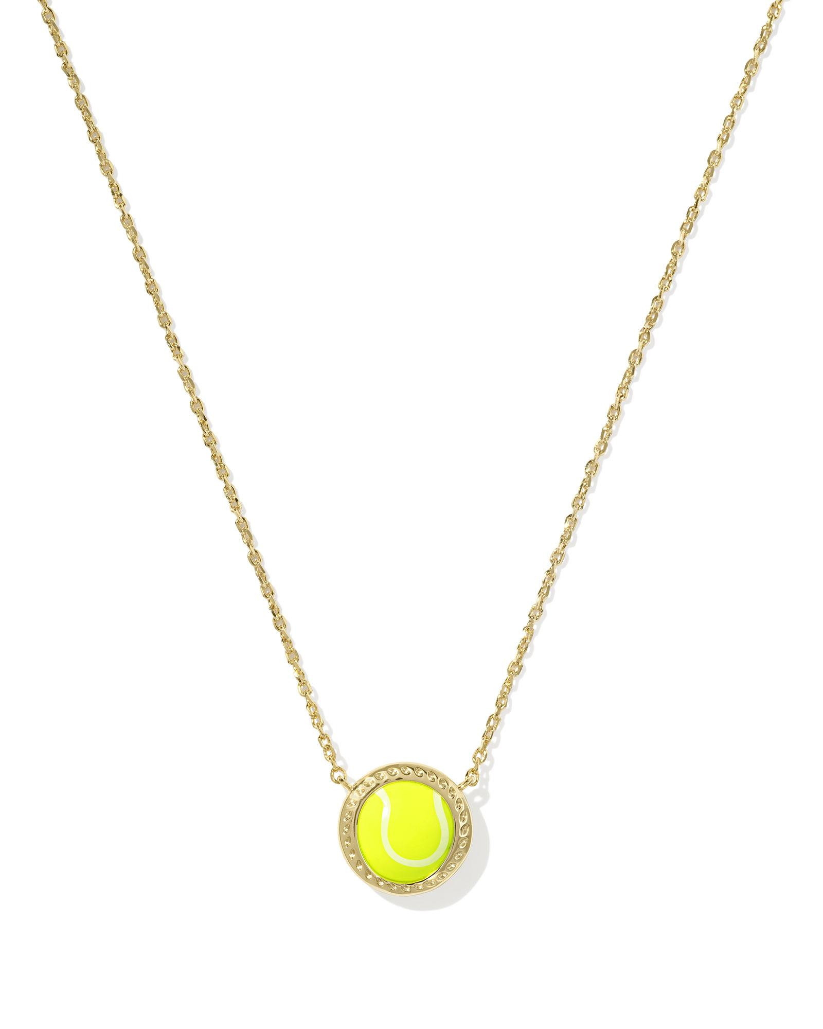 Kendra Scott Tennis Gold Short Pendant Necklace in Chartreuse | Magnesite | Kendra Scott