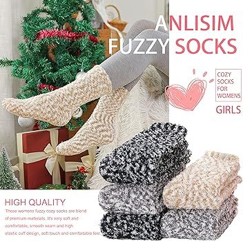 Non Slip Fuzzy Grip Socks for Women Hospital Slipper With Grippers Warm Cozy Thick Fluffy Winter ... | Amazon (US)