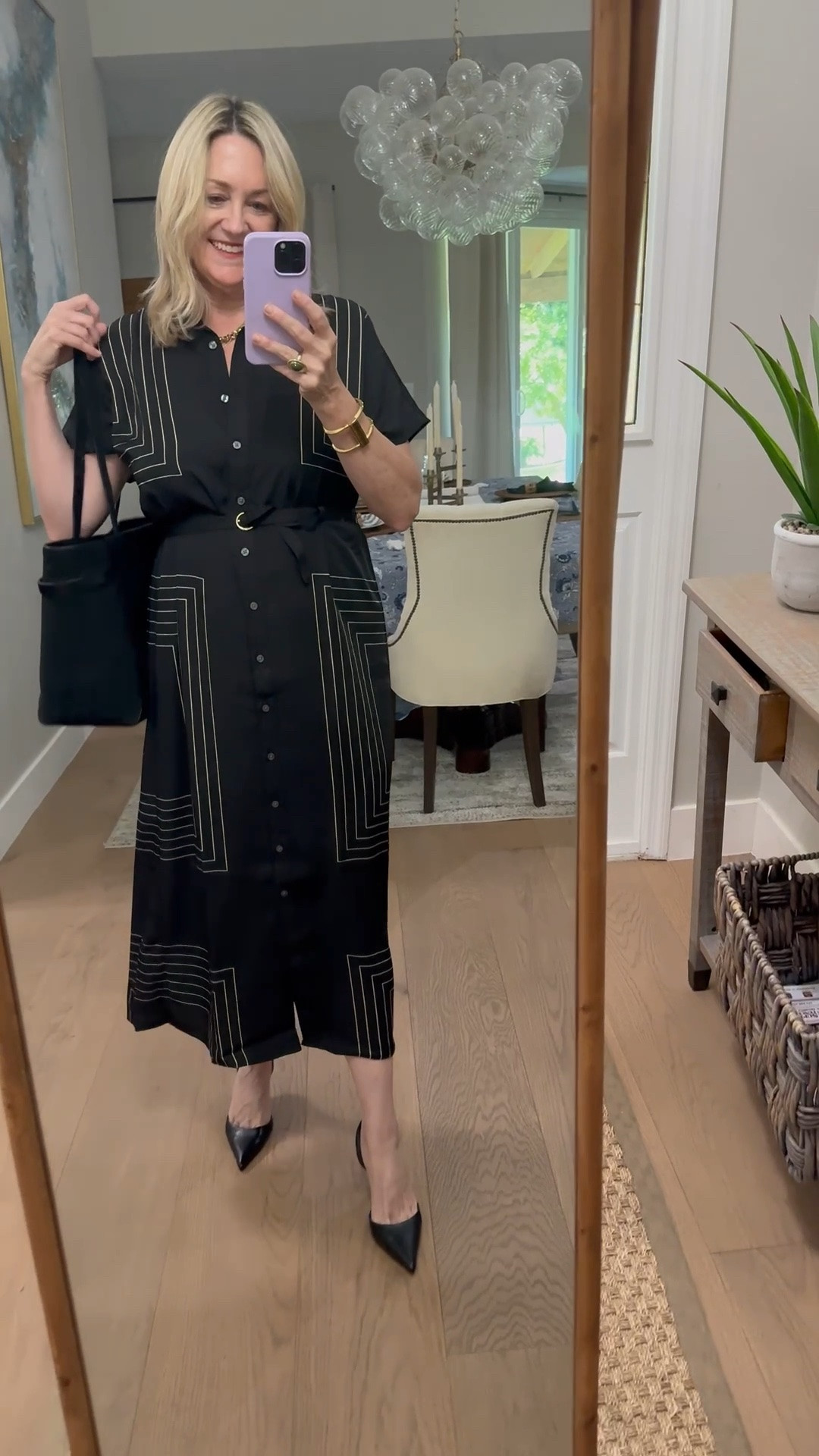 Chic patterned midi dress, work outfit, work dress, shirt dress

#LTKSeasonal #LTKOver40 #LTKWorkwear