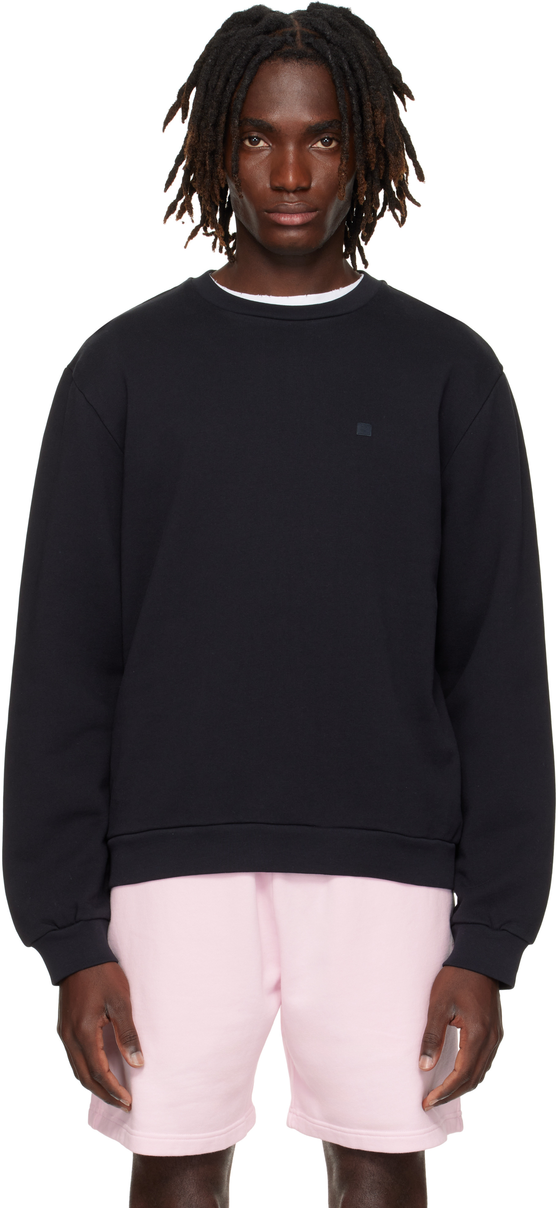 Acne Studios Black Crewneck Fleece Sweatshirt | SSENSE