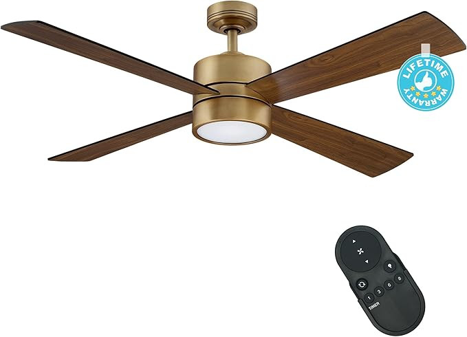 Parrot Uncle Gold Ceiling Fans with Lights and Remote, 52 Inch Chandelier Ceiling Fan for Bedroom... | Amazon (US)