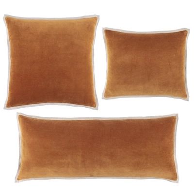 Gehry Velvet/Linen Caramel Decorative Pillow | Annie Selke