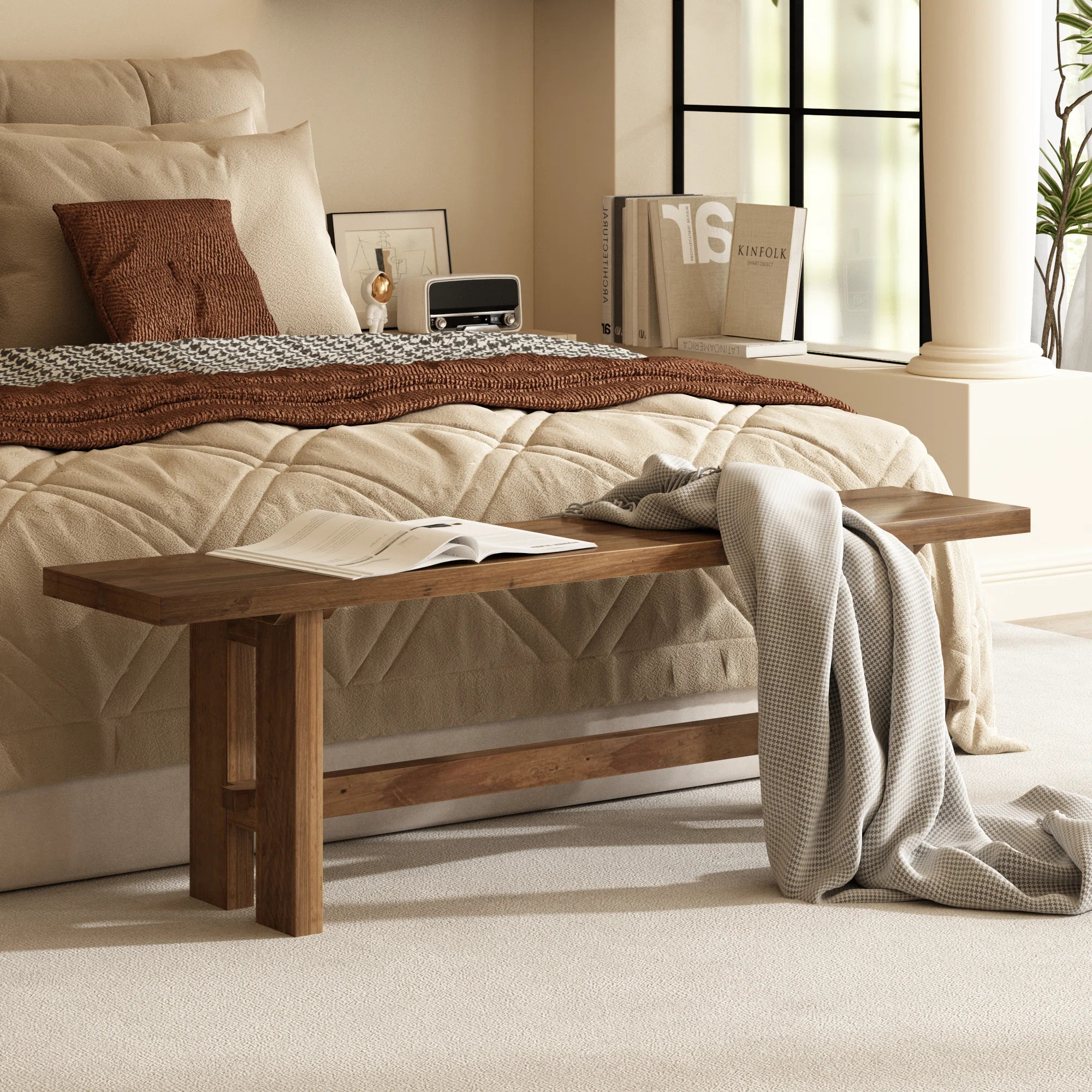 55''W Solid Reclaimed Wood Bench | Wayfair North America