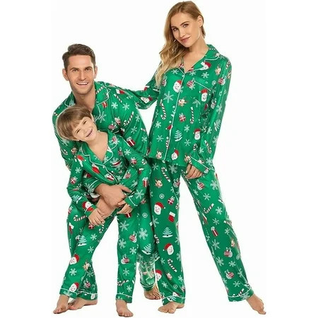 Avidlove Family Christmas Pajamas Matching Sets Button Down Pajamas Set for Couples and Kids Long Sleeve Festival Party Pjs Loungerwear Warm Sleepwear for Family (Women) | Walmart (US)