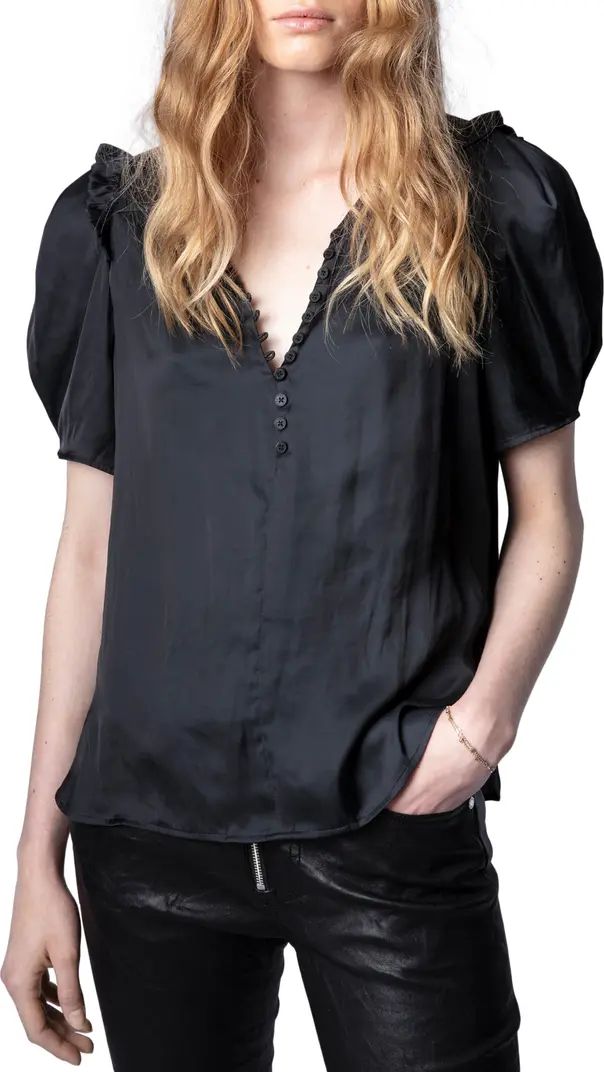 Zadig & Voltaire Twitty Satin Puff Sleeve Blouse | Nordstrom | Nordstrom