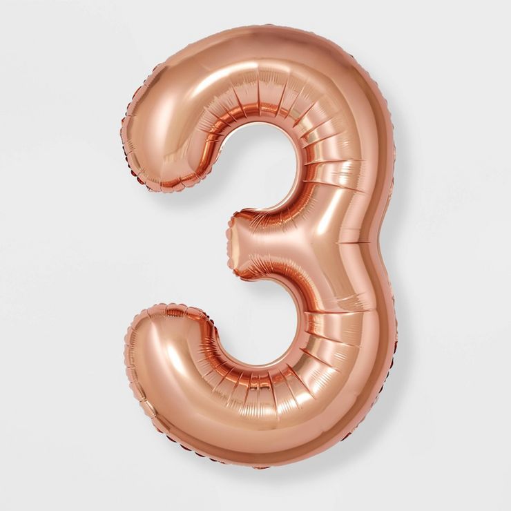 "3" Foil Balloon Rose Gold - Spritz™ | Target