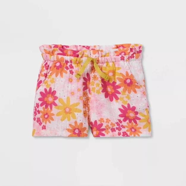 Toddler Girls' Floral Pull-On Shorts - Cat & Jack™ Pink 4T | Target