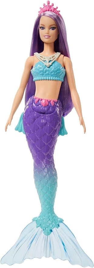 Barbie Dreamtopia Mermaid Doll with Purple Hair, Blue & Purple Ombre Tail & Tiara Accessory | Amazon (US)