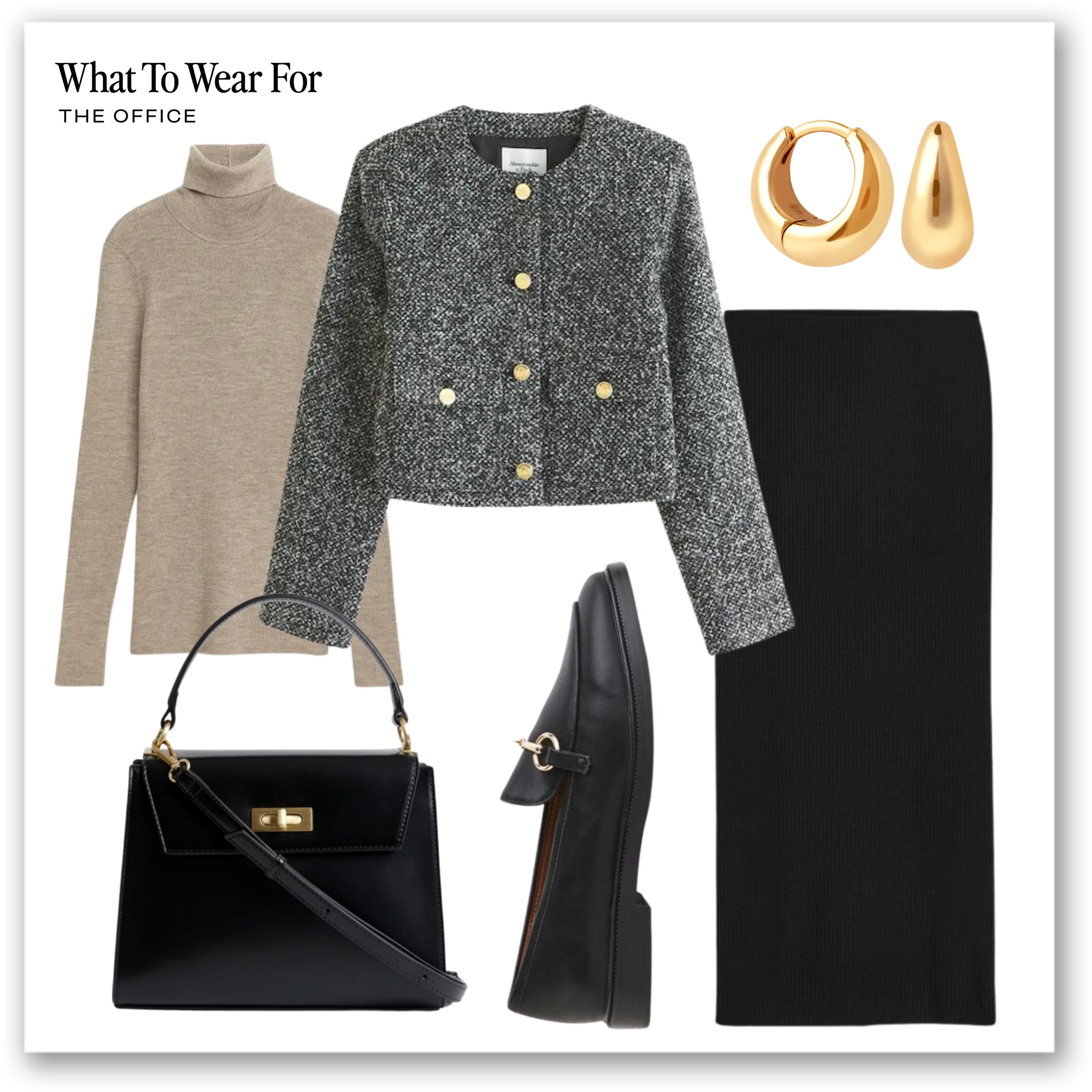 Office outfit inspo

Grey Boucle jacket, Abercrombie, midi skirt, beige roll neck, loafers, workwear 

#LTKeurope #LTKSeasonal #LTKworkwear