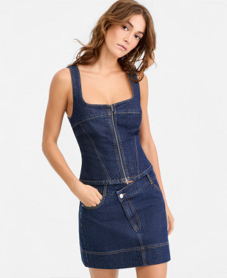 Bar IIIWomen's Denim Zip Corset | Macy's
