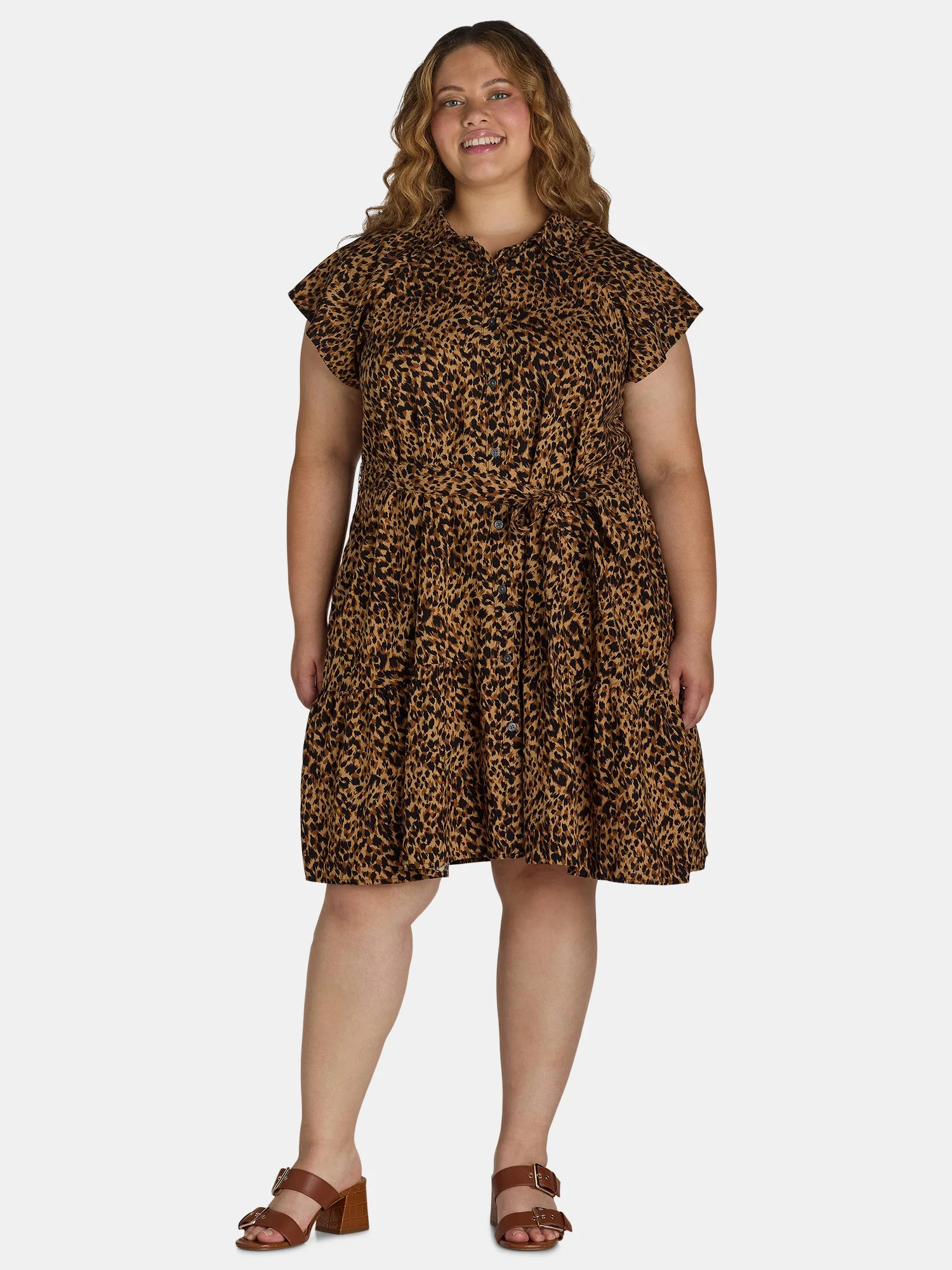 Terra & Sky Women's Ruched Knit Midi Dress with Side Ties, Sizes 0X-5X - Walmart.com | Walmart (US)