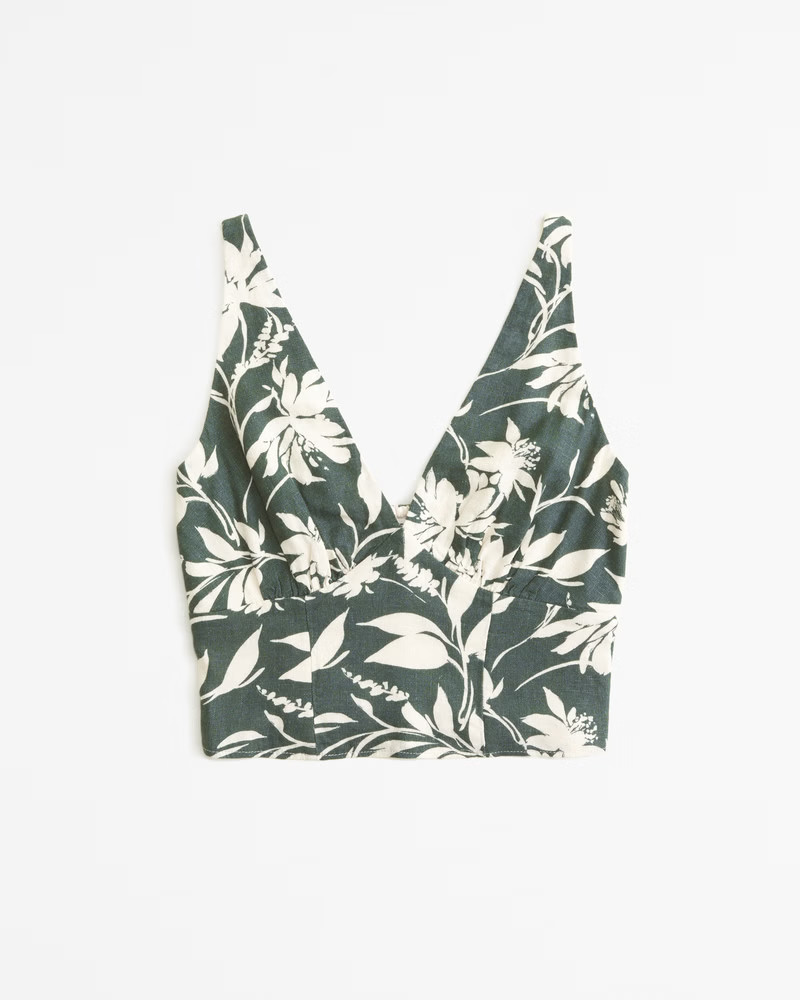 Women's Linen-Blend V-Neck Set Top | Women's Matching Sets | Abercrombie.com | Abercrombie & Fitch (US)