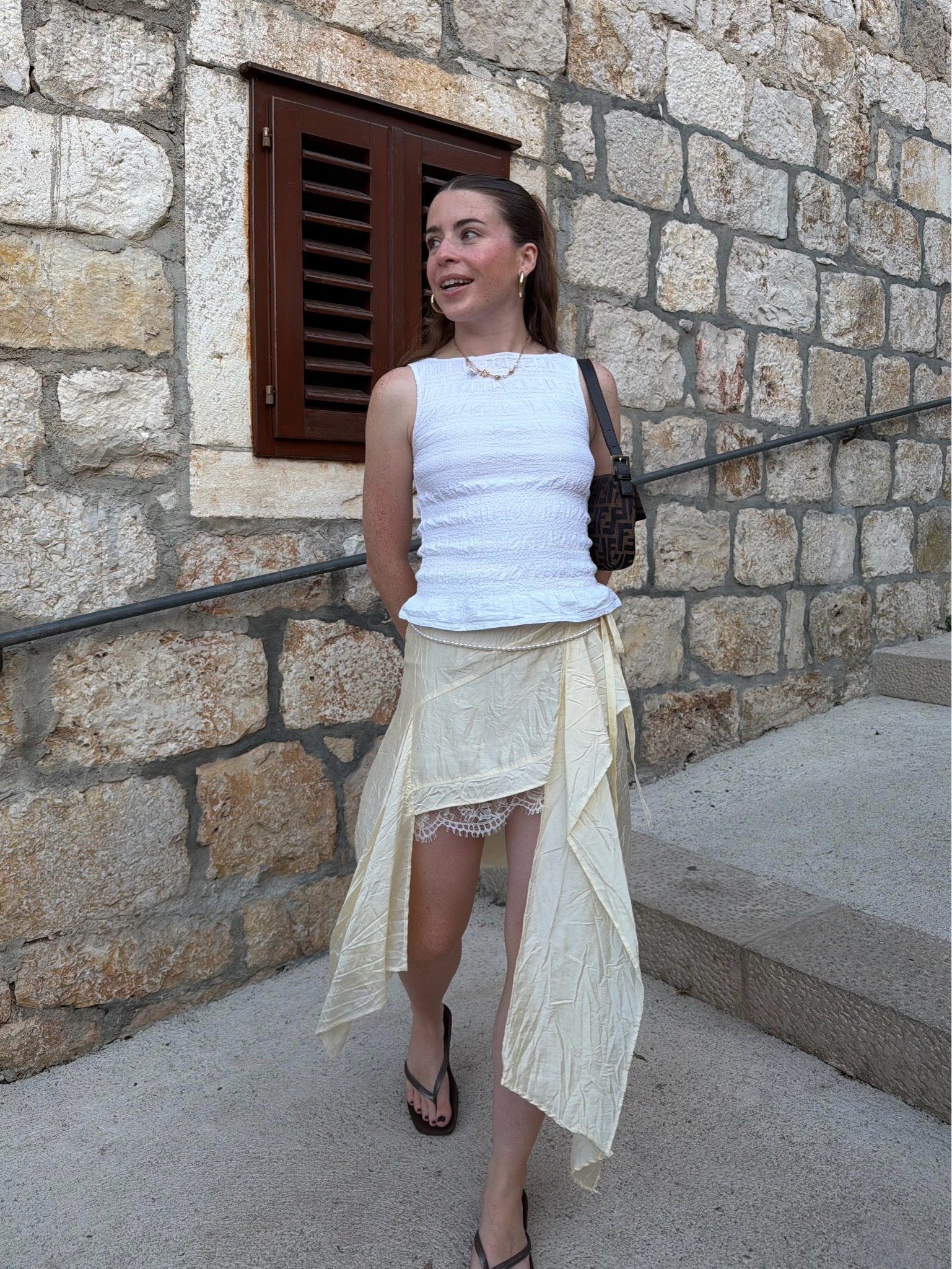 Summer holiday outfit, yellow skirt, summer outfit, peachy den top, Havaianas

#LTKsummer #LTKuk #LTKtravel
