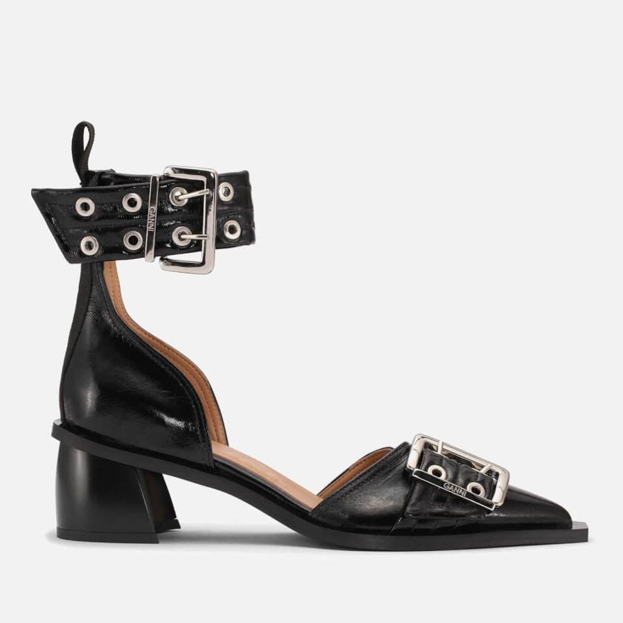 Ganni Women's Buckled Faux Leather Heeled Pumps | Coggles (Global)
