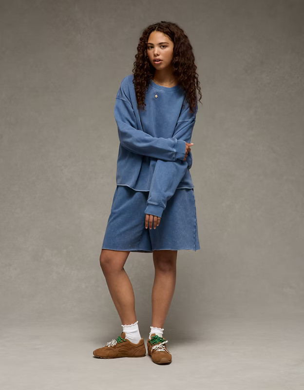 AE Everyday Luxe Cropped Cut-Off Sweatshirt | American Eagle Outfitters (US & CA)