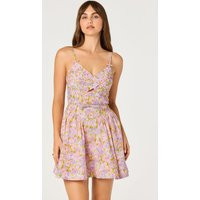 ASTR the Label | Isha Floral Sweetheart Mini Dress with Belt in Pink lilac floral |  Size M | ASTR The Label (US)