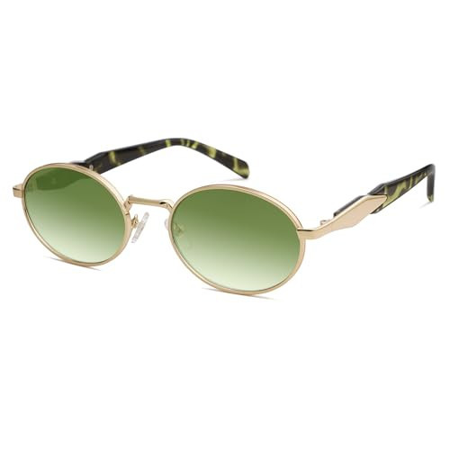 SOJOS Retro Oval Sunglasses for Women Men Trendy Sun Glasses Designer Inspired Classic Shades UV400 Protection SJ1224,Green | Amazon (US)