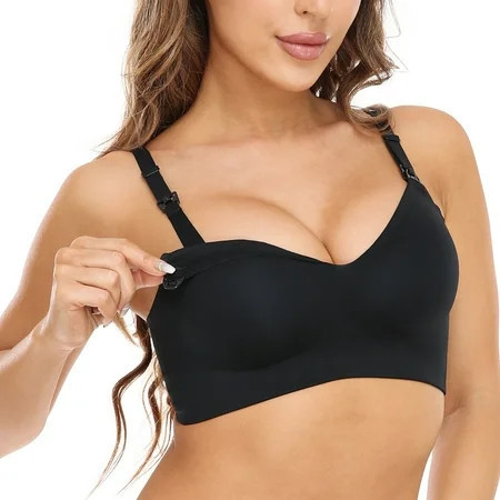 Momcozy Nursing Bra for Breastfeeding Seamless Maternity Bra for Women Smooth Black 3XLarge | Walmart (US)