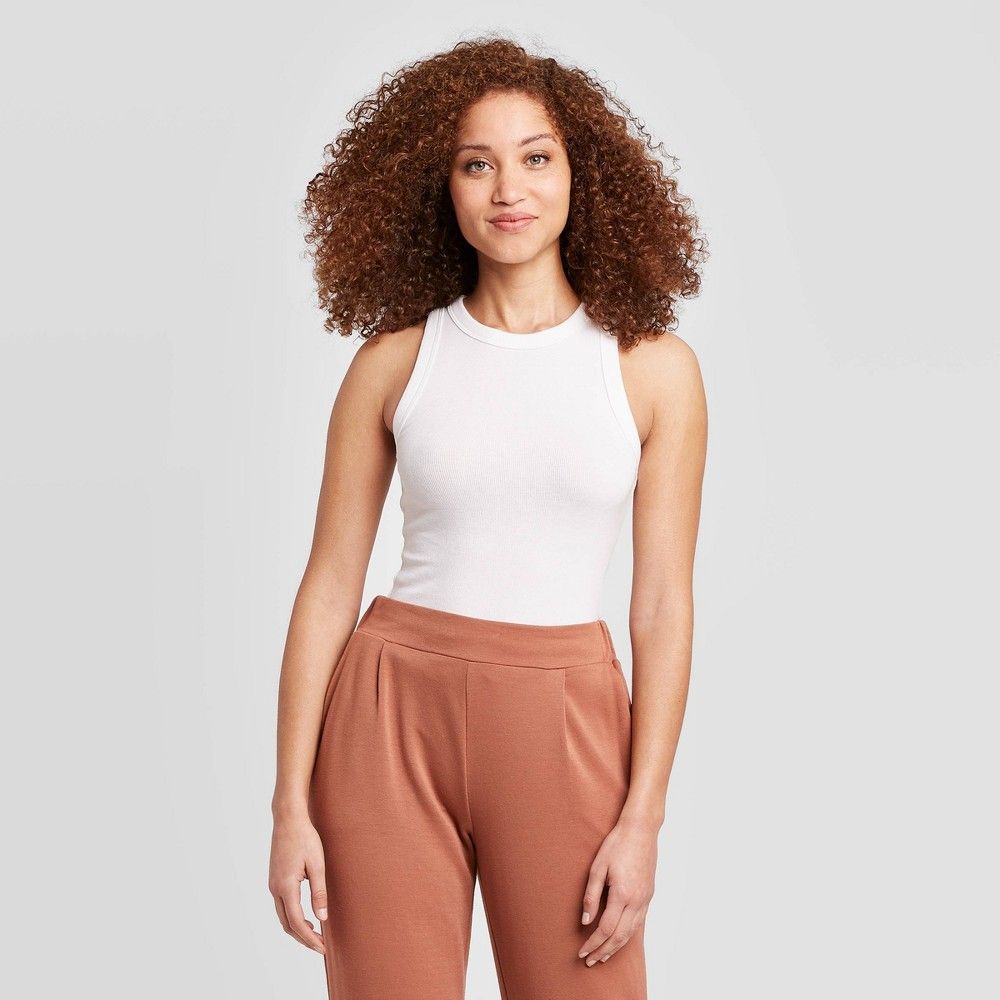 Women's Slim Fit Tank Top - A New Day White L | Target