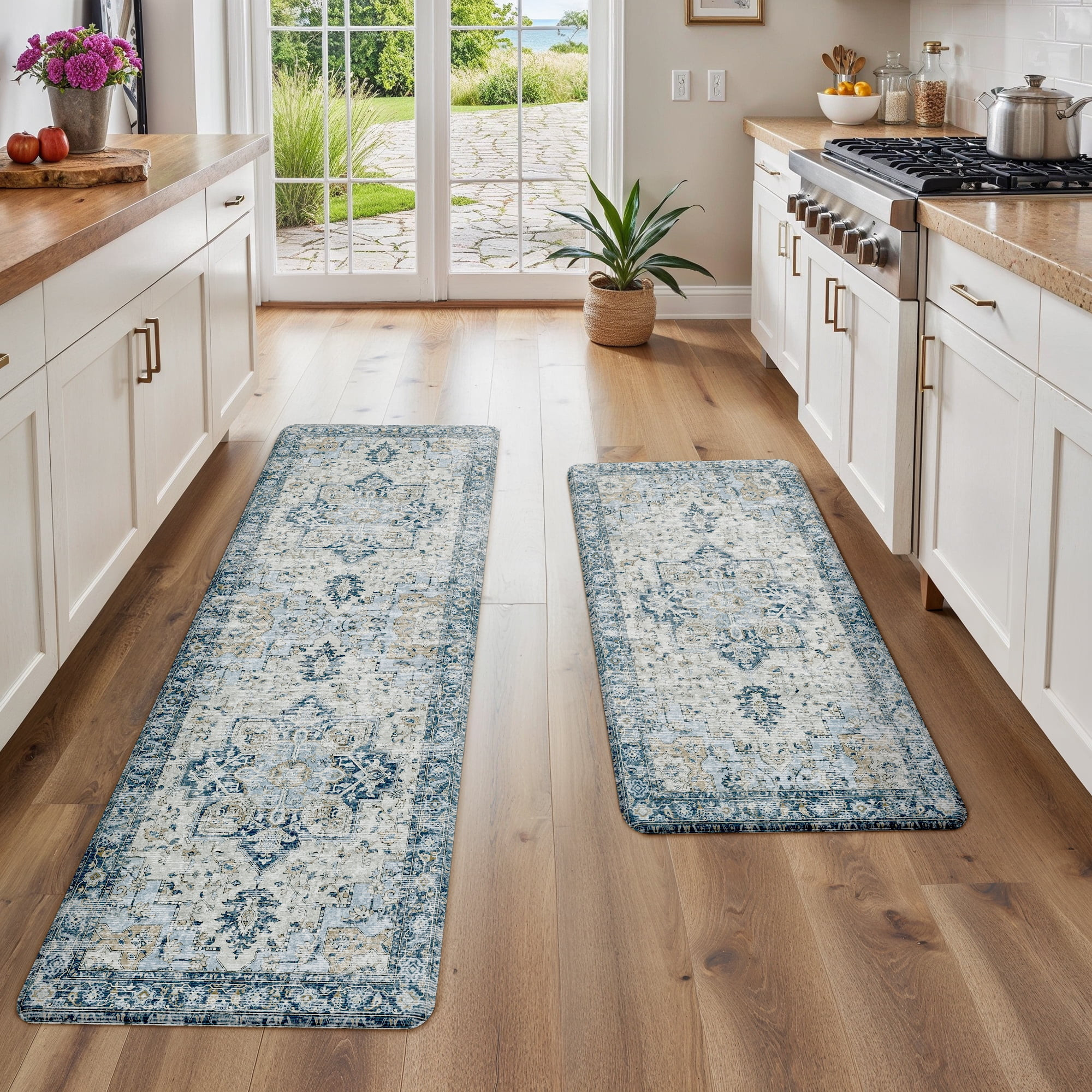 KUETH Kitchen Rug for Floor, Kitchen Mat Anti Fatigue, Non Slip Washable Kitchen Rug, Set of 2 Ki... | Walmart (US)
