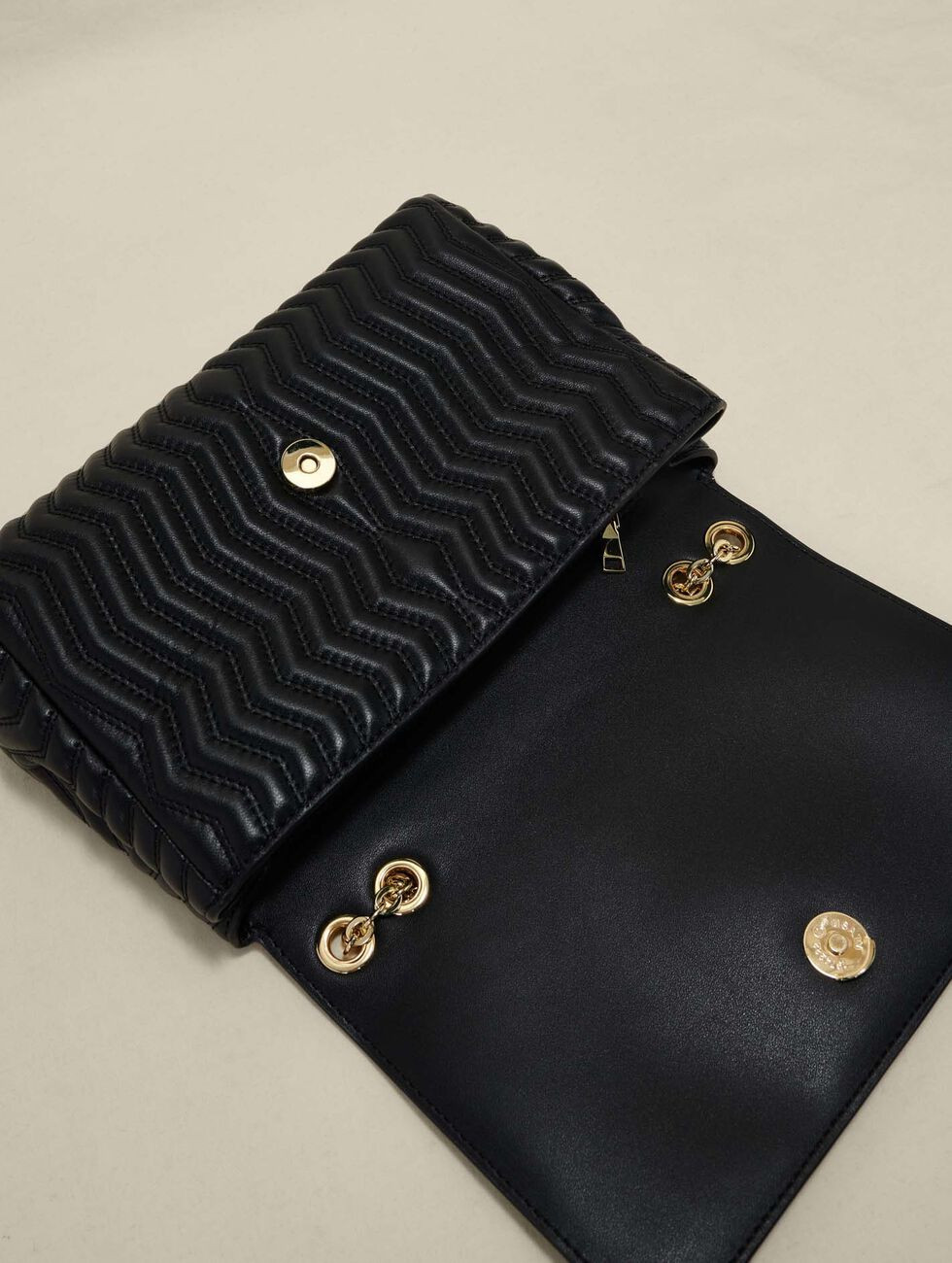 Leather bag with chain strap Black / Gray for Women | Maje | Maje US