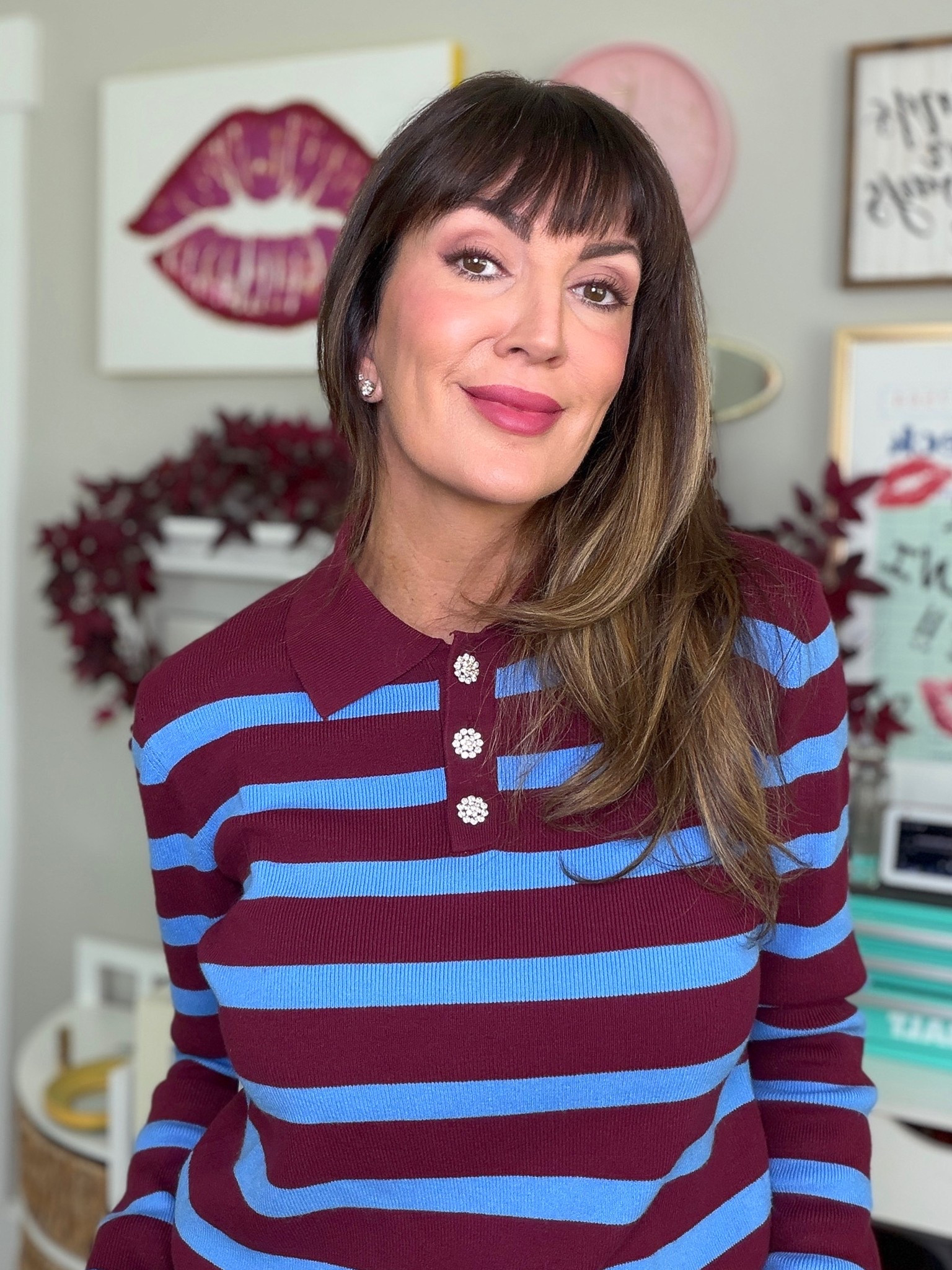 Grab a sweater in this color combo of wine 🍷+ blue 💙 for fall!! // I’m wearing a SMALL here in the @Walmart sweater

#LTKgrwm #LTKootd #LTKOver40