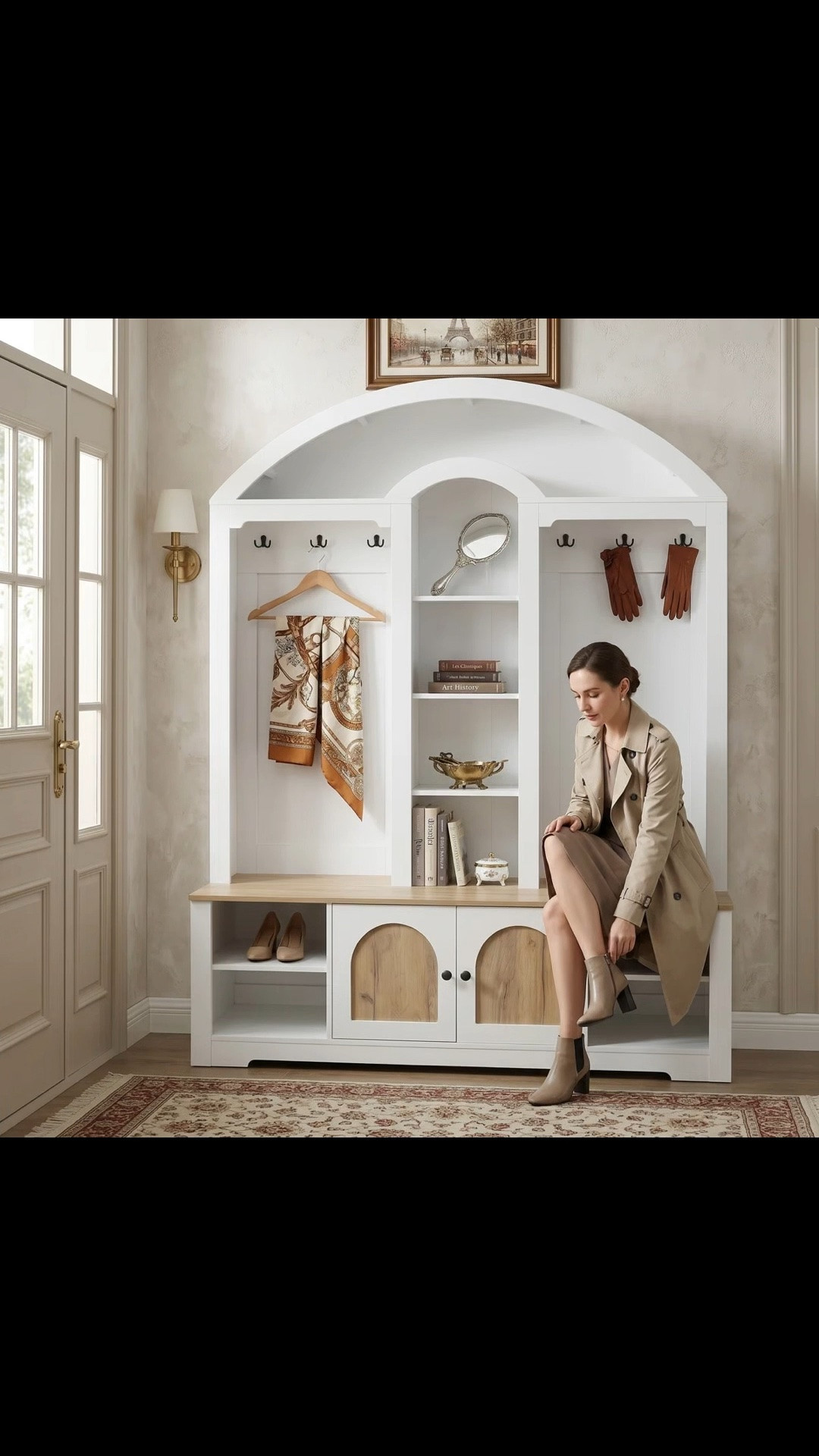 Curved Hall Tree with 6 Hooks & Multiple Storage Spaces, 4-in-1 Entryway Coat Hanger with Shoe Cabinet and 2 Doors for Hallway

#LTKxMadewell #LTKdayinmylife #LTKmorningroutine