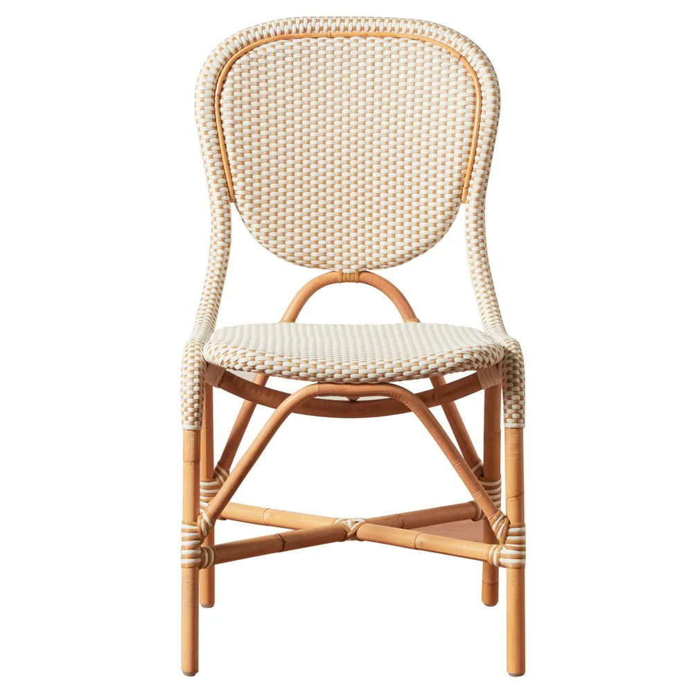 Portia Coastal Beach Natural Rattan Woven Wicker Outdoor Dining Chair | Kathy Kuo Home