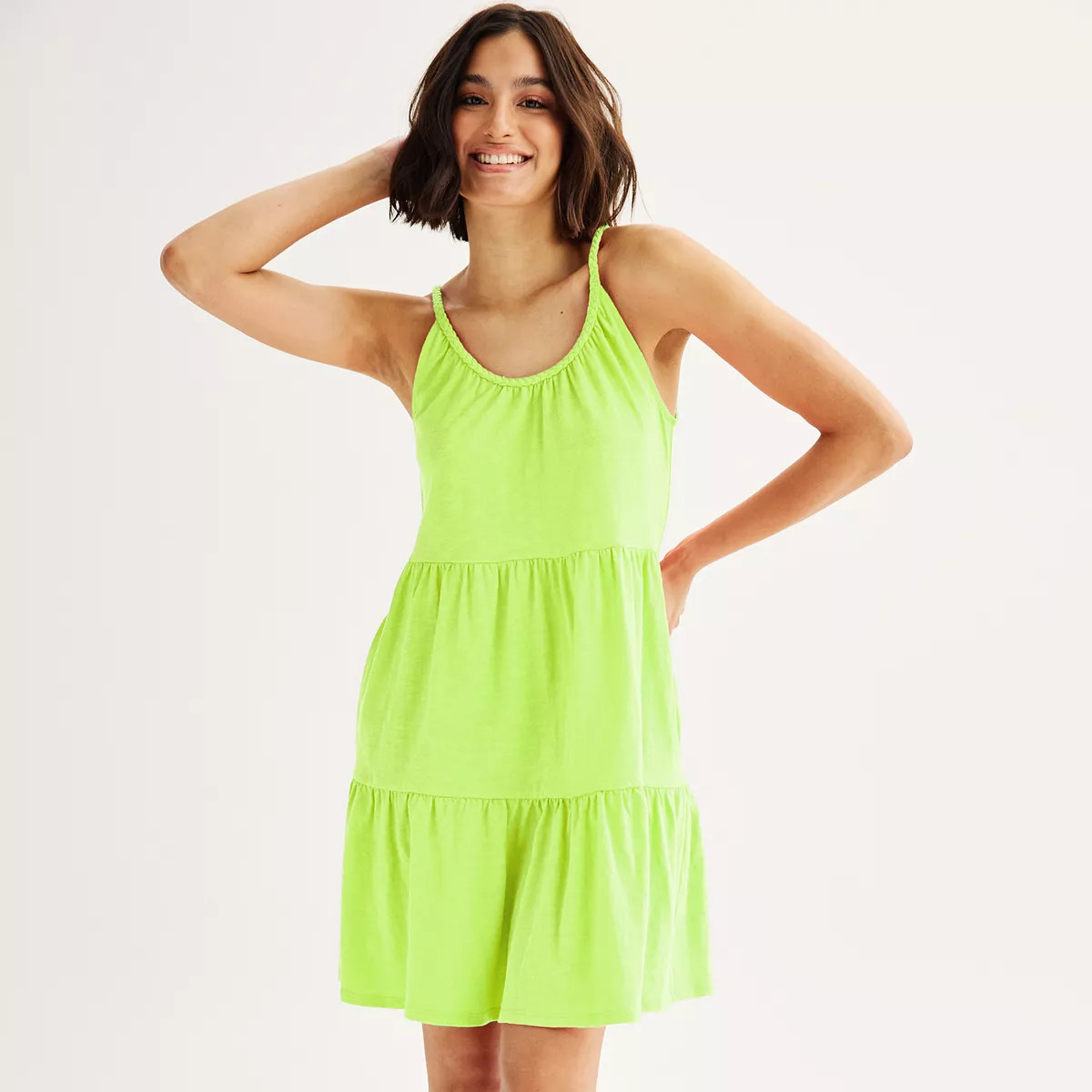 Juniors' SO® Braided Strap Tiered Mini Dress | Kohl's