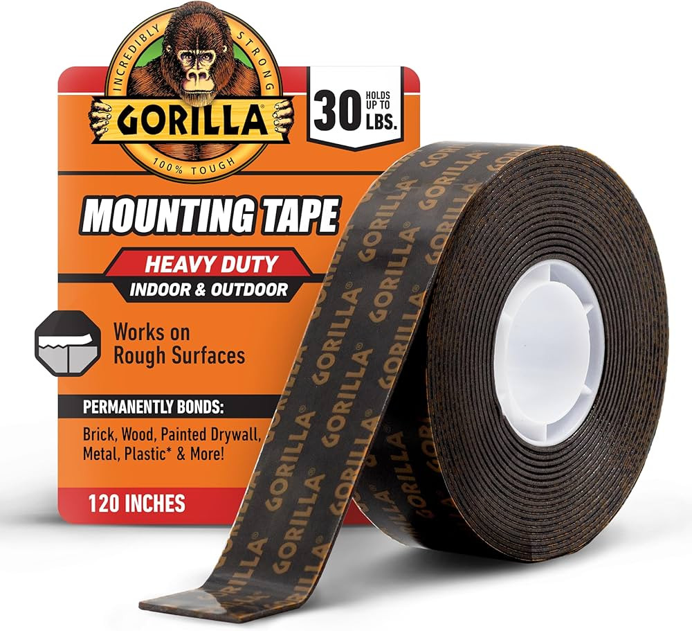 Gorilla Heavy Duty Double Sided Mounting Tape, Black Tape, 1" x 120" (Pack of 1) - Weatherproof f... | Amazon (US)