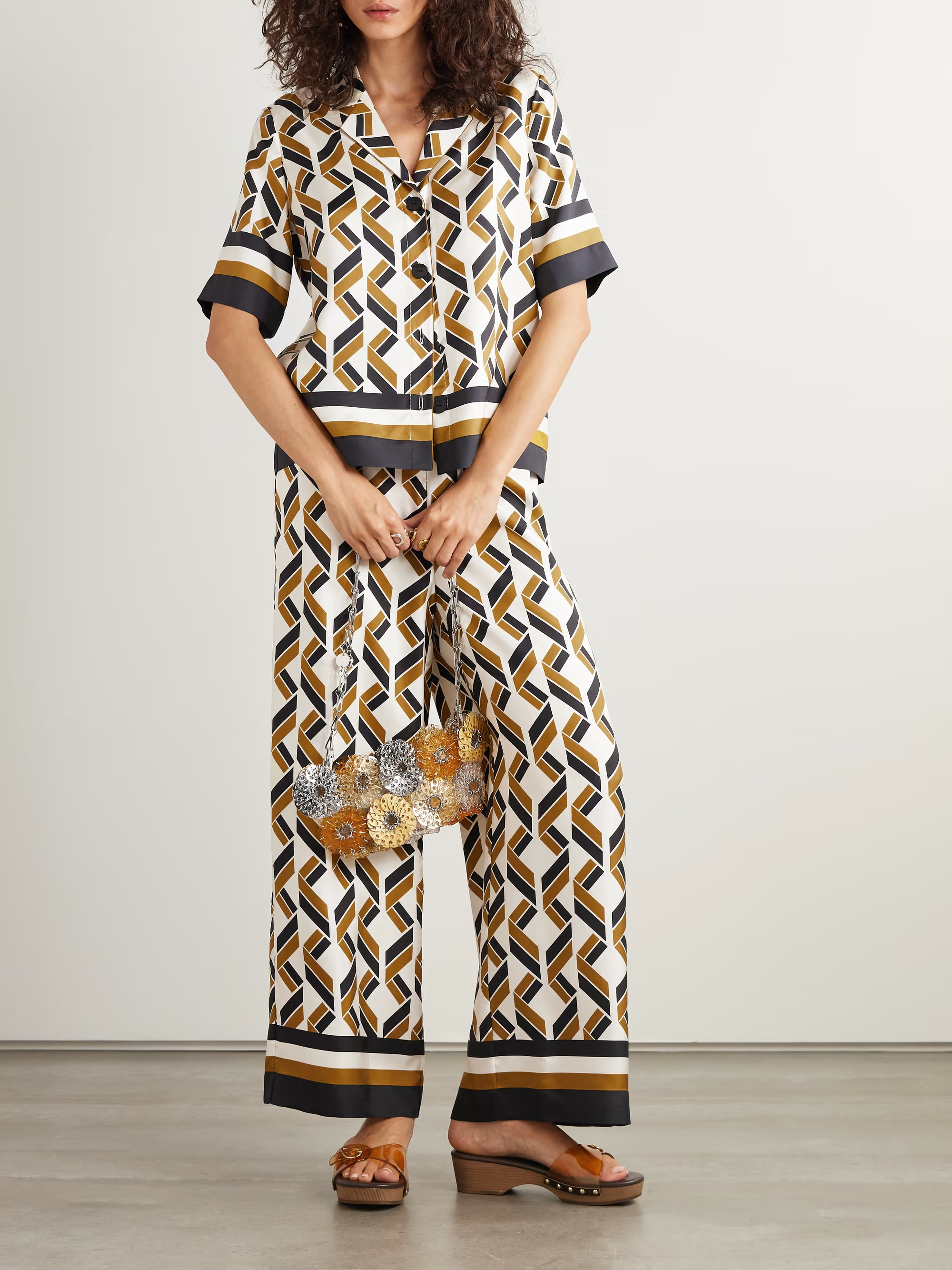 Tube printed silk-twill wide-leg pants | NET-A-PORTER APAC