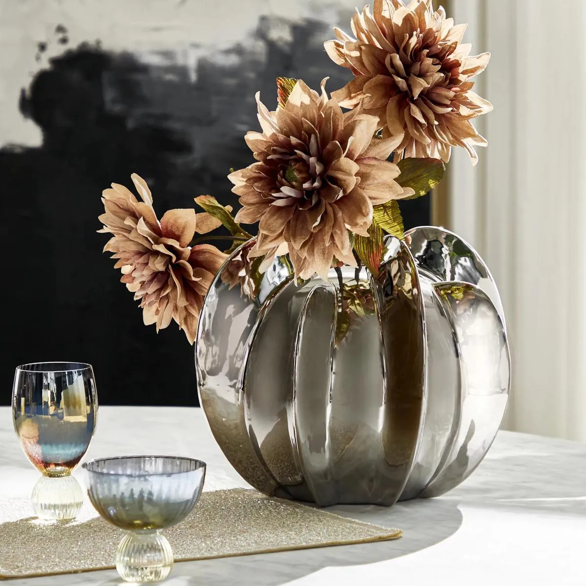 Voyage Vase | Silver | Décor | Z Gallerie | 12.75"W x 11.75"D x 10.75"H | Ceramic | Z Gallerie