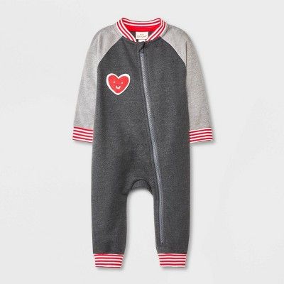 Baby Girls' Valentine's Day Varsity Romper - Cat & Jack™ Gray | Target