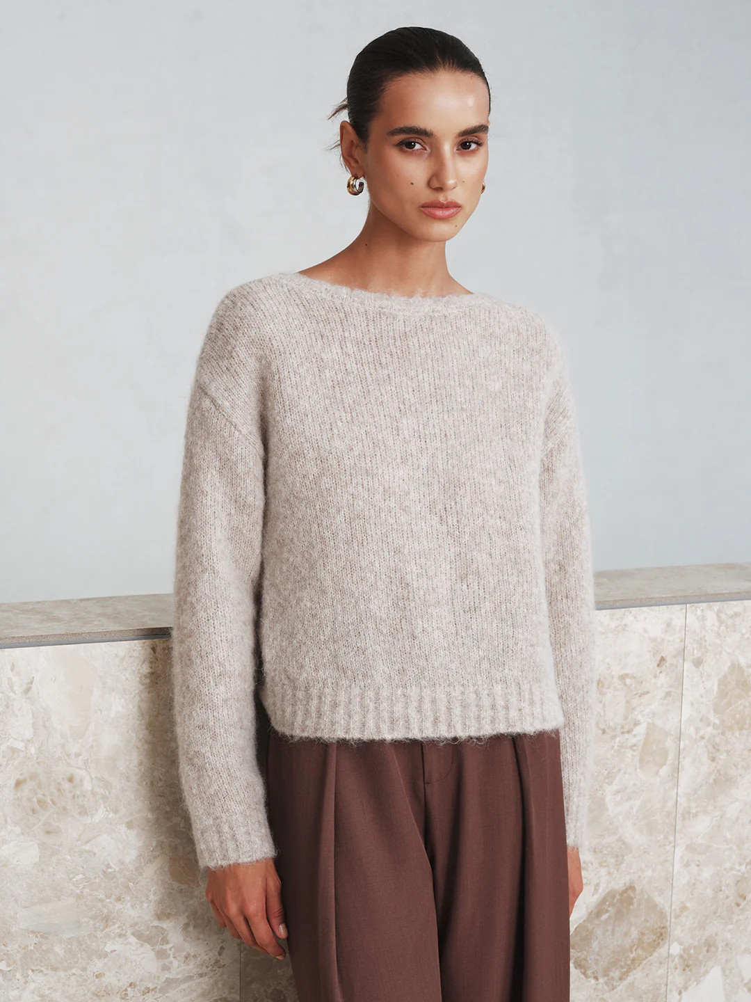 Twisted Backless Wool Blend Sweater | Commense